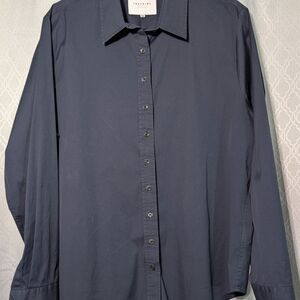 The Shirt by Rochelle Behrens Button Down Shirt Navy Blue Size 2XL